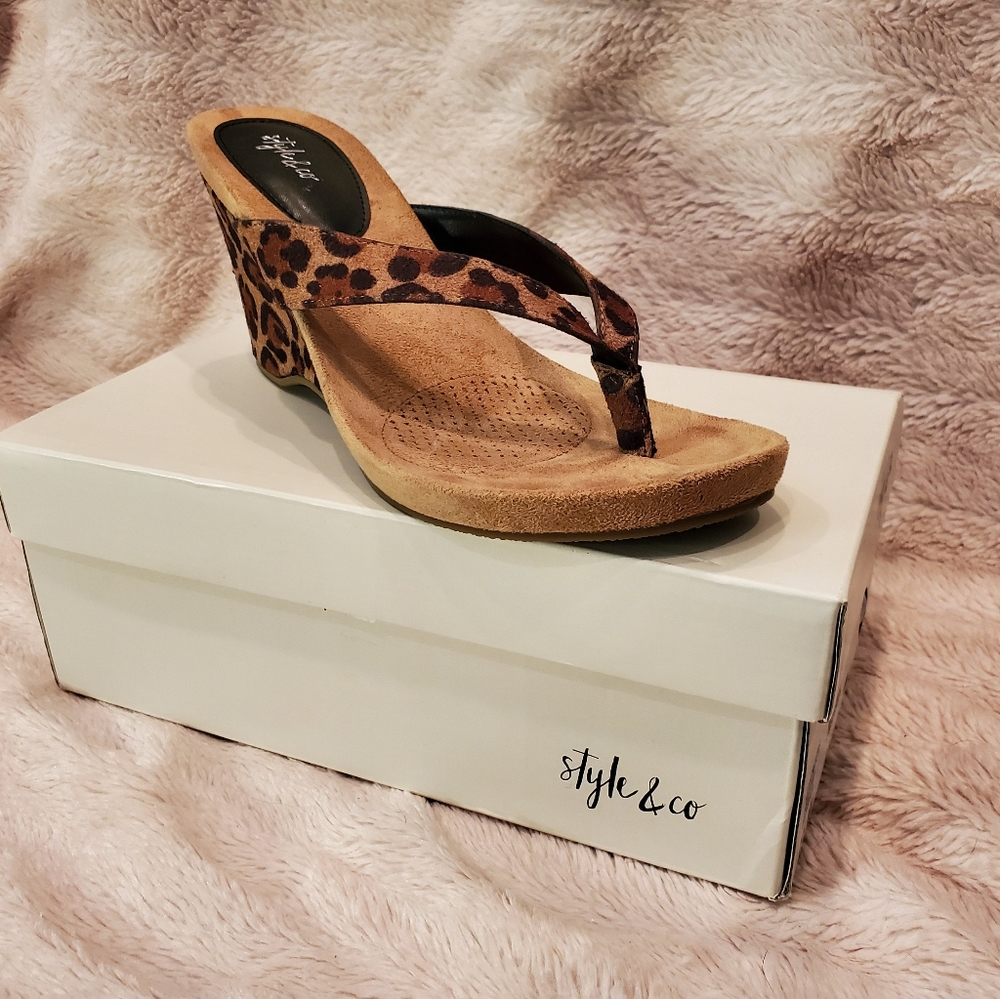 Style & Company Leopard Wedge